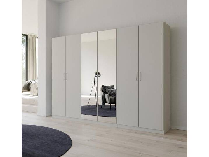 Kleiderschrank Drehtürenschrank Quadra-Spin , 6-türig , mit Spiegeltüren , seidengrau , 271x210 , Griff Pure von fh furnhaus