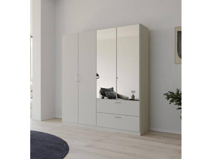 Kleiderschrank Drehtürenschrank Quadra-Spin , mit Spiegel & Schubkästen , seidengrau , verschiedene Größen von fh furnhaus