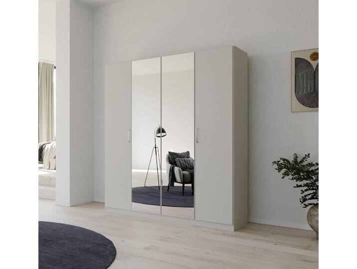 Kleiderschrank Drehtürenschrank Quadra-Spin , mit Spiegeltüren , seidengrau , verschiedene Größen von fh furnhaus