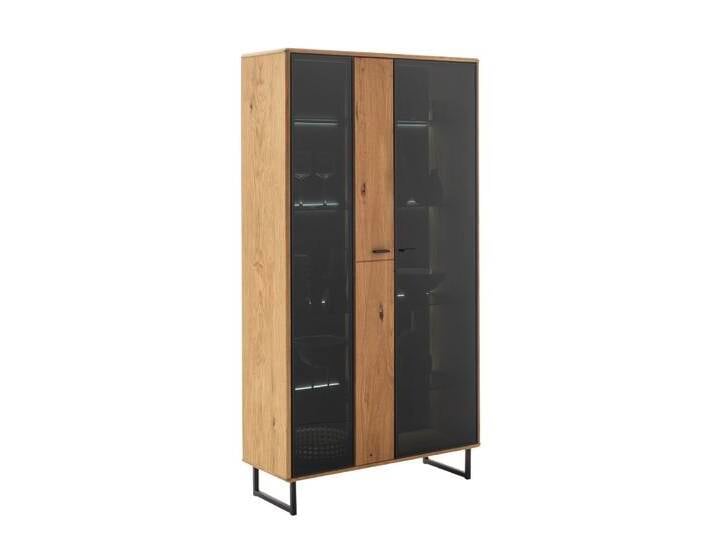 Kombi-Vitrine Arezzo , Wildeiche / anthrazit , LED Beleuchtung von fh furnhaus