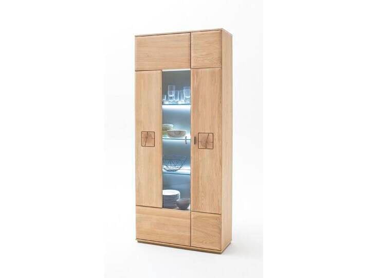 Kombi-Vitrine Bologna , Eiche Bianco , LED Beleuchtung von fh furnhaus