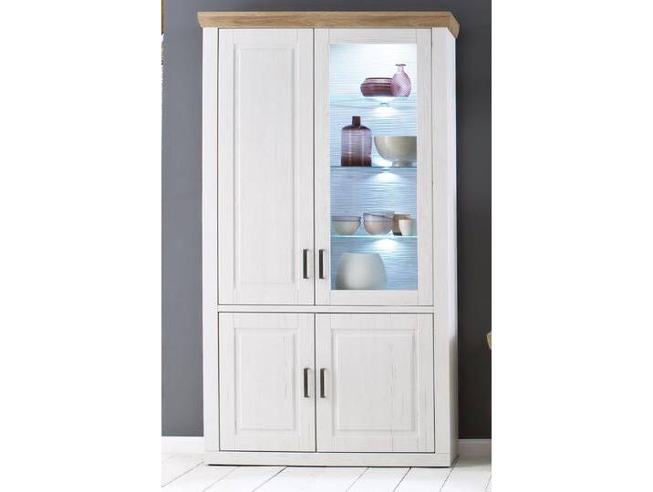 Kombi-Vitrine Brixen , Landhaus modern , Pinie Aurelio / Grandson Oak mit 3er Set LED Glasbodenclips von fh furnhaus