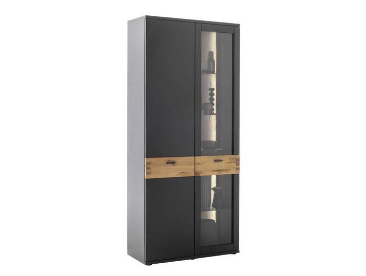 Kombi-Vitrine Cesena , Wildeiche / schwarzgrau , mit 2er Set LED Beleuchtung 85 cm Kombi-Vitrine Cesena , Wildeiche / schwarzgrau , mit 2er Set LED Beleuchtung 85 cm von fh furnhaus