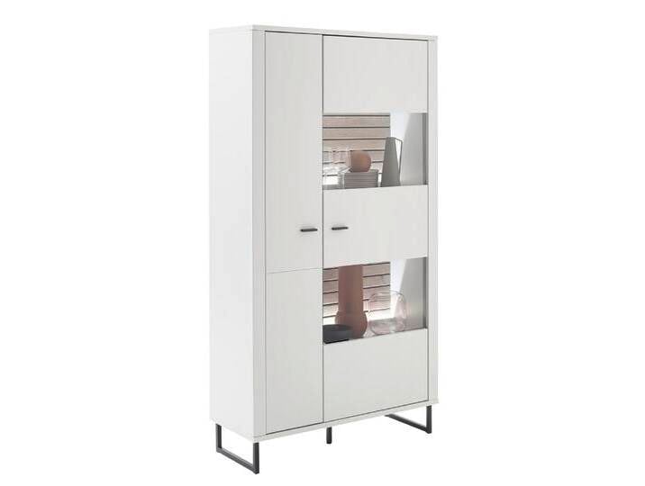 Kombi-Vitrine Louisiana 2 , Modern White , mit Beleuchtung von fh furnhaus