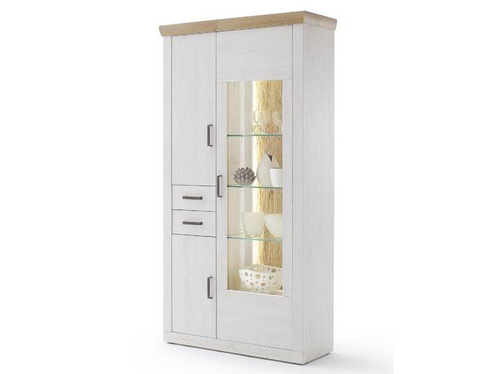 Kombi-Vitrine Madrid , Landhaus , Pinie Aurelio/ Grandson Oak , mit 2er set LED Band 135 cm von fh furnhaus