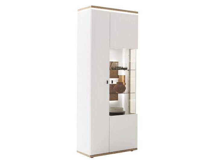 Kombi-Vitrine Matadi , Soft white / Ast-Balkeneiche , mit LED Bandbeleuchtung Kombi-Vitrine Matadi , Soft white / Ast-Balkeneiche , mit LED Bandbeleuchtung von fh furnhaus