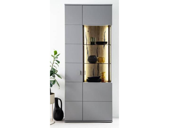Kombi-Vitrine Sevilla , Arktis grau , mit 2er Set LED Band 100 cm Kombi-Vitrine Sevilla , Arktis grau , mit 2er Set LED Band 100 cm von fh furnhaus