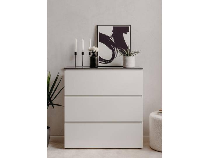 Kommode Brest mit Schubkästen , Matera / Weiß Hochglanz , 88,5 cm x 92 cm x 40 cm von fh furnhaus
