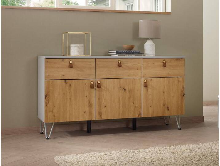 Kommode Homey , mit Schubkästen , seidengrau / Eiche Artisan Kommode Homey , mit Schubkästen , seidengrau / Eiche Artisan von fh furnhaus