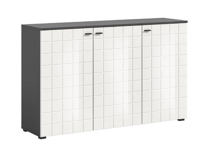 Kommode Monte , 3 türig , weiß Hochglanz / anthrazit Kommode Monte , 3 türig , weiß Hochglanz / anthrazit von fh furnhaus