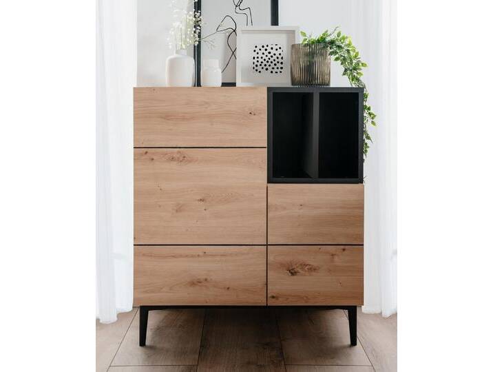 Kommode Nola , Artisan Oak / schwarz von fh furnhaus