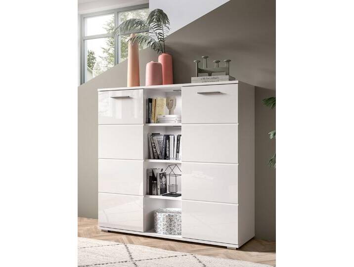 Kommode Prego 3 , weiß Hochglanz ohne Beleuchtung von fh furnhaus