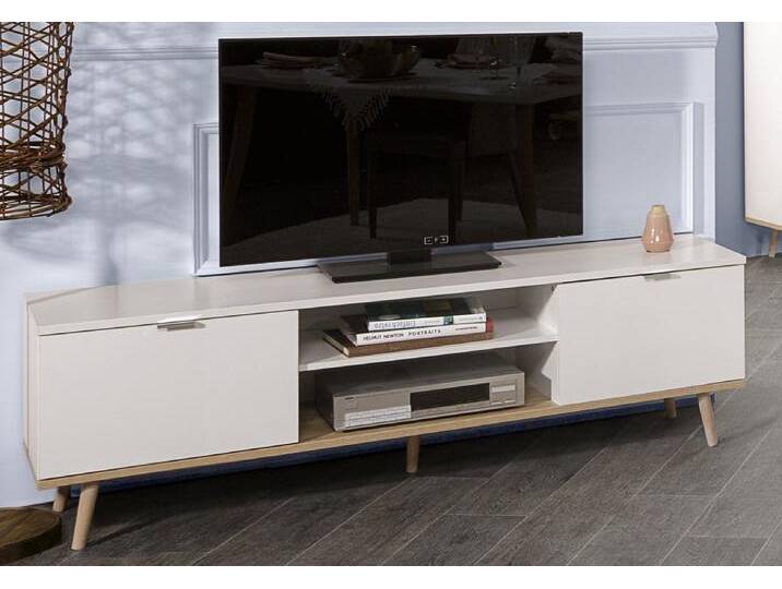 Lowboard Fernsehschrank Oslo , Skandinavisch , weiß / Sonoma Eiche von fh furnhaus