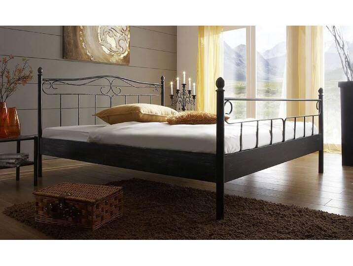 Metallbett Iris , schwarz / silber gewischt , 180x220 , mit Fußteil von fh furnhaus