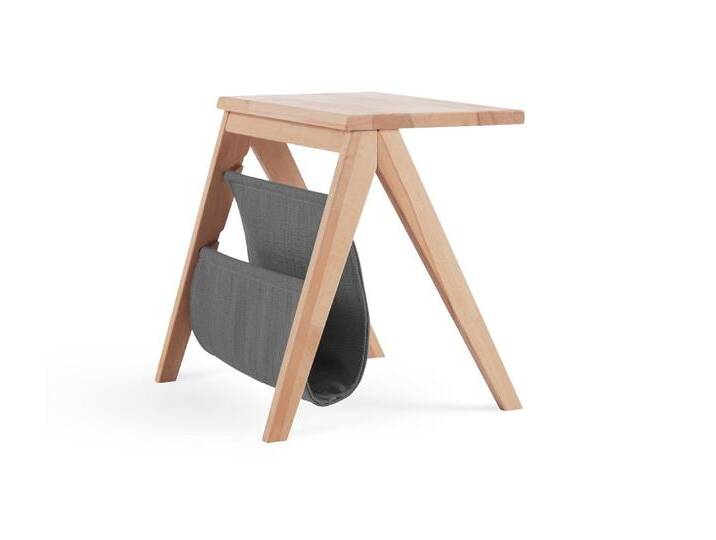 Nachttisch Aster , Kernbuche massiv , mit Stofftasche in eisengrau von fh furnhaus