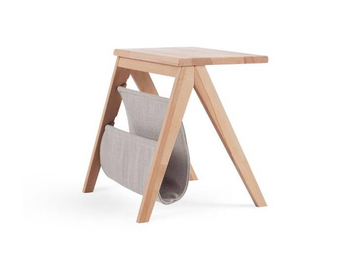 Nachttisch Aster , Kernbuche massiv , mit Stofftasche in perlweiß von fh furnhaus