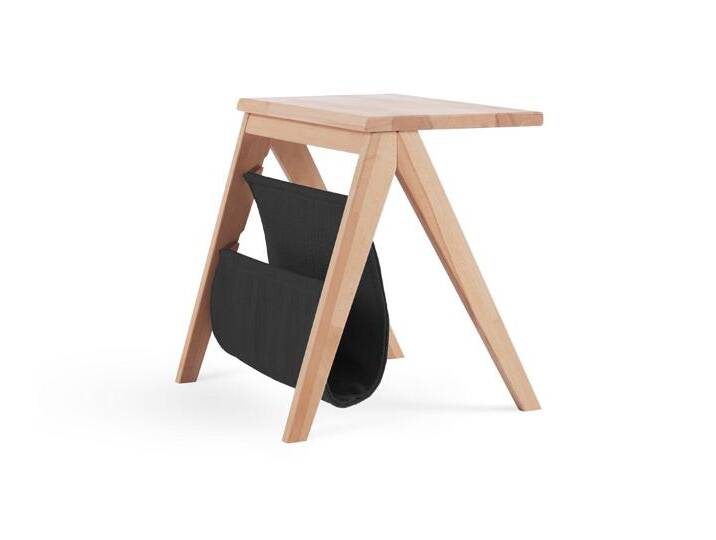 Nachttisch Aster , Kernbuche massiv , mit Stofftasche in schwarz von fh furnhaus