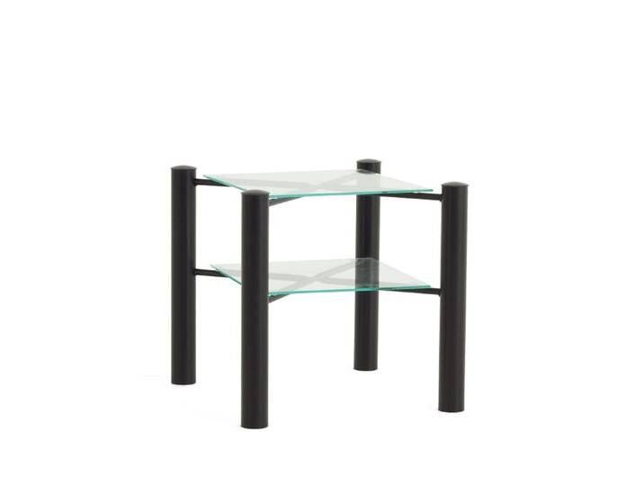 Nachttisch Iris , Metall , mit Glasplatte , Schwarz struktur von fh furnhaus