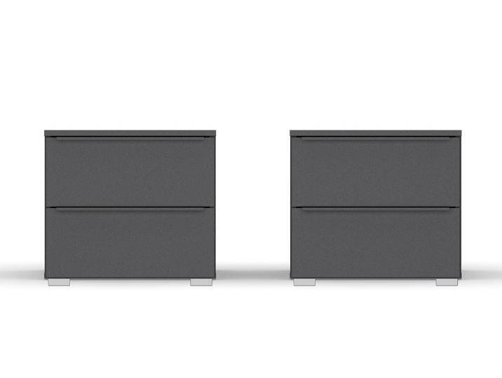 Nachttisch Set Monostar , 2-teilig , mit Schubkästen , grau metallic , 47 cm x 43 cm x 42 cm von fh furnhaus