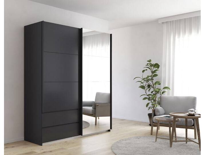 Schwebetürenschrank Elara mit Spiegel , grau metallic , verschiedene Größe von fh furnhaus