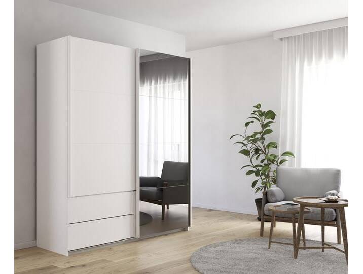 Schwebetürenschrank Elara mit Spiegel in grau , alpinweiß , verschiedene Größe von fh furnhaus