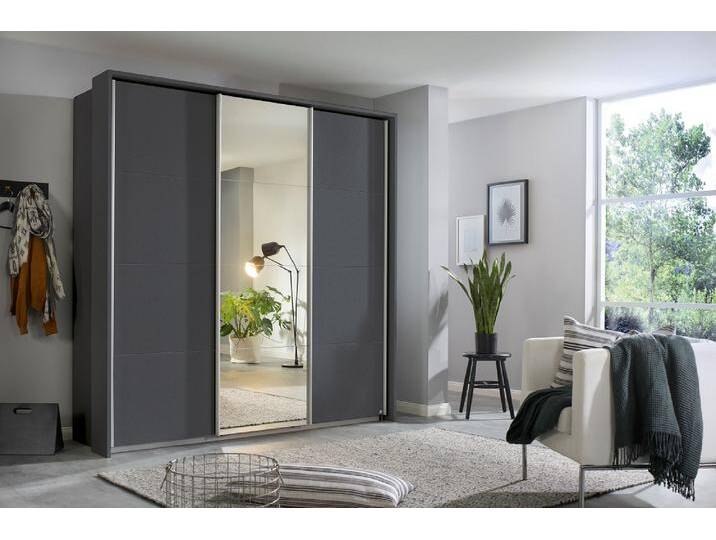 Schwebetürenschrank Kulmbach , 3-türig , mit Spiegel & Zubehör , grau metallic , verschiedene Größen von fh furnhaus