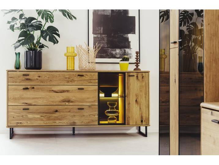 Sideboard Arezzo , Wildeiche / anthrazit , LED Beleuchtung von fh furnhaus