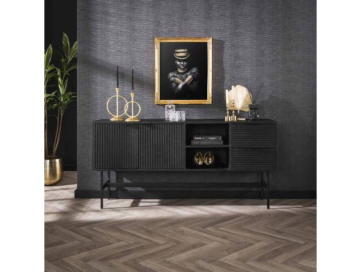 Sideboard Genka , Mangoholz massiv , schwarz von fh furnhaus