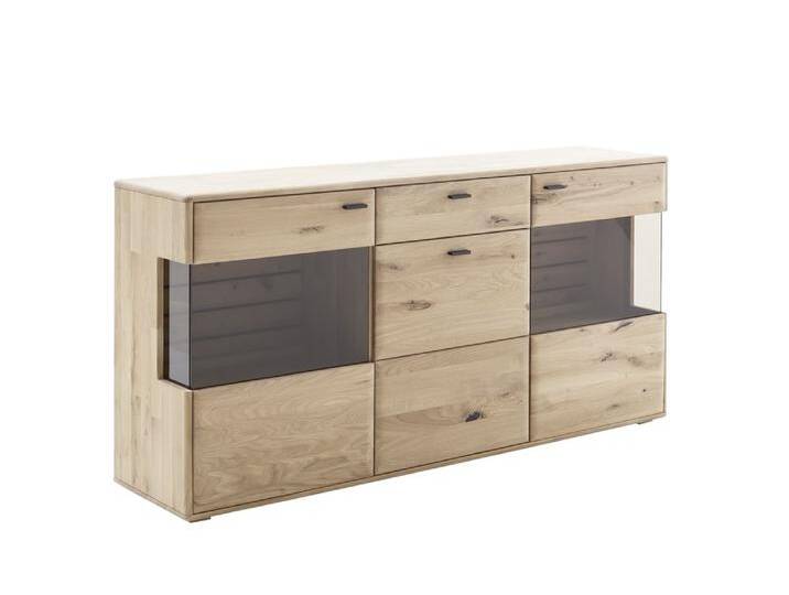 Sideboard Girona , mit Glastüren , Ast / Balkeneiche , optional Beleuchtung von fh furnhaus