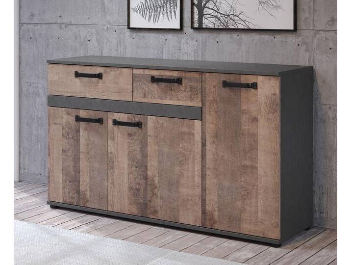 Sideboard Kommode Stripe , Artisan Eiche / Matera grau von fh furnhaus