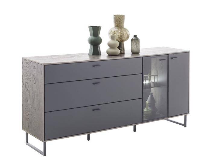 Sideboard Venezia , Softblack / Vulcano Eiche , optional LED Beleuchtung von fh furnhaus
