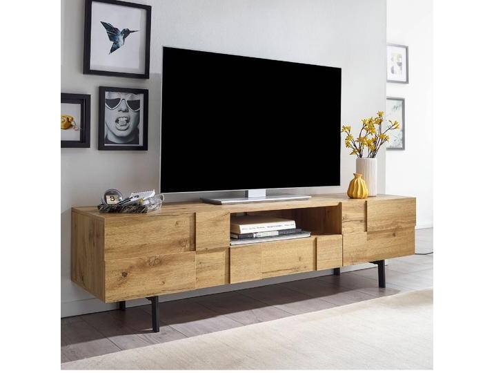 TV-Board Checker 2 , Oak , braun von fh furnhaus