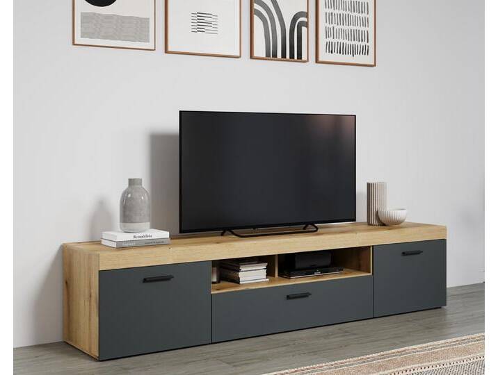 TV-Board Lowboard Tyler , grau / Coast Evoke Eiche ohne Beleuchtung TV-Board Lowboard Tyler , grau / Coast Evoke Eiche ohne Beleuchtung von fh furnhaus