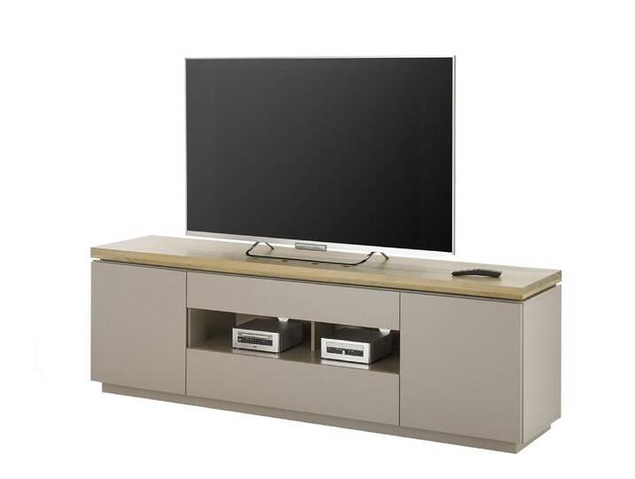TV-Board Palamos , Akazie massiv , warmgrau , 173x57x40 von fh furnhaus