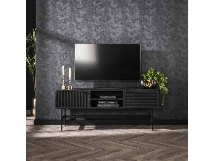 TV-Lowboard Genka , Mangoholz massiv , schwarz von fh furnhaus