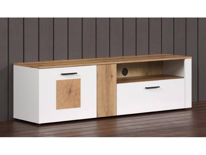 TV-Lowboard Vitoria , weiß / Coast Evoke Oak TV-Lowboard Vitoria , weiß / Coast Evoke Oak von fh furnhaus