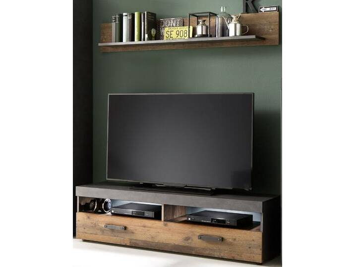 TV Lowboard & Wandboard Indy , Old Used Wood / Matera grau , 2-teilig , Shabby Look mit LED Unterbauspots TV Lowboard & Wandboard Indy , Old Used Wood / Matera grau , 2-teilig , Shabby Look mit LED Unterbauspots von fh furnhaus