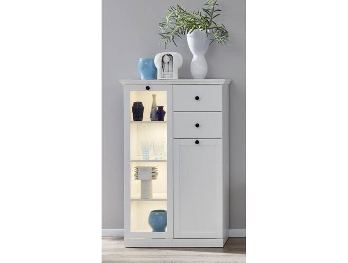 Vitrine Baxter , Landhausstil , weiß , mit 4er Set LED Unterbausspots von fh furnhaus