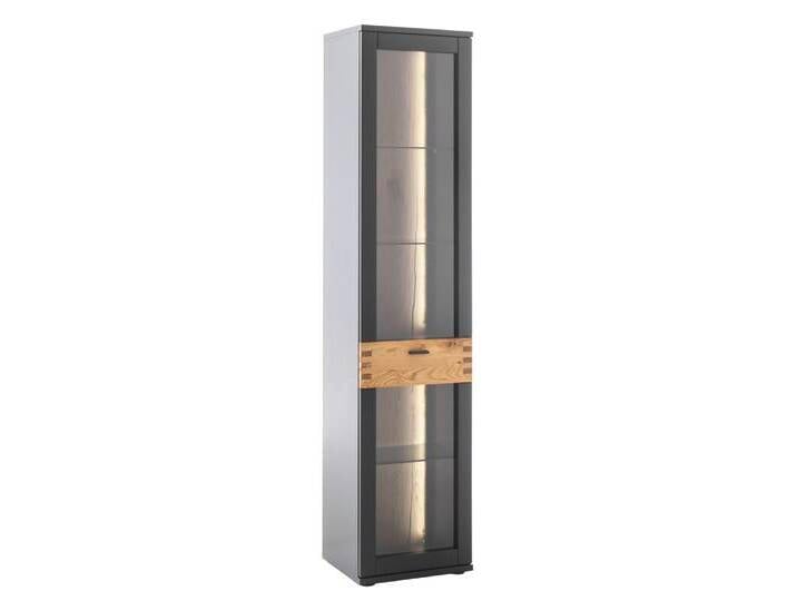 Vitrine Cesena , Wildeiche / schwarzgrau , mit 2er Set LED Beleuchtung 85 cm von fh furnhaus