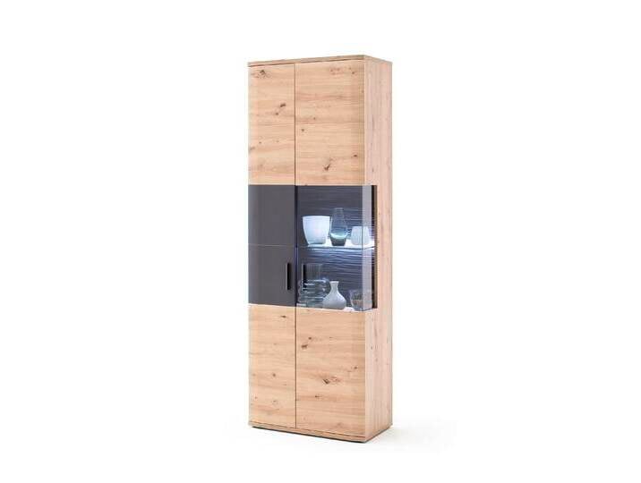 Vitrine Cortona , Balkeneiche / anthrazit , LED Beleuchtung von fh furnhaus