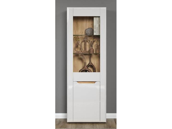 Vitrine Marlon , weiß Hochglanz / Evoke Eiche Vitrine Marlon , weiß Hochglanz / Evoke Eiche von fh furnhaus