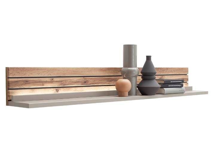 Wandboard Lüttich , Basalt / Wotan Eiche , mit Bandbeleuchtung von fh furnhaus