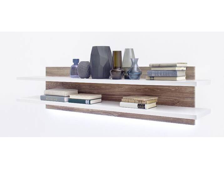 Wandboard Luzern , weiß Hochglanz / Sterling Oak , LED Beleuchtung mit LED Bandbeleuchtung Wandboard Luzern , weiß Hochglanz / Sterling Oak , LED Beleuchtung mit LED Bandbeleuchtung von fh furnhaus