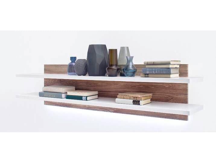 Wandboard Luzern , weiß Hochglanz / Sterling Oak , LED Beleuchtung mit LED Bandbeleuchtung Wandboard Luzern , weiß Hochglanz / Sterling Oak , LED Beleuchtung mit LED Bandbeleuchtung von fh furnhaus