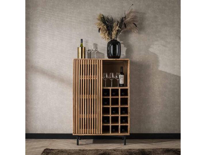 Weinschrank Highboard Levi , Akazie massiv , Lamellen , natur Weinschrank Highboard Levi , Akazie massiv , Lamellen , natur von fh furnhaus