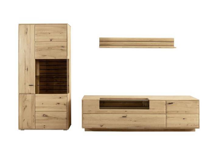 Wohnkombination 2 Girona , Ast / Balkeneiche , 3-teilig , mit Beleuchtung für Wandboard Wohnkombination 2 Girona , Ast / Balkeneiche , 3-teilig , mit Beleuchtung für Wandboard von fh furnhaus