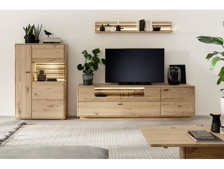 Wohnkombination 3 Girona , Ast / Balkeneiche , 3-teilig , mit Beleuchtung für Highgboard & TV-Board Wohnkombination 3 Girona , Ast / Balkeneiche , 3-teilig , mit Beleuchtung für Highgboard & TV-Board von fh furnhaus