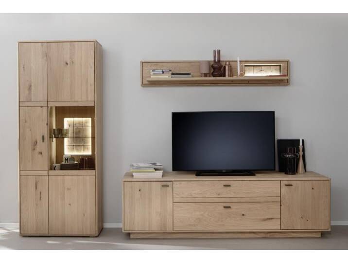 Wohnkombination Freeport , Ast-/ Balkeneiche , 3-teilig , LED Beleuchtung von fh furnhaus