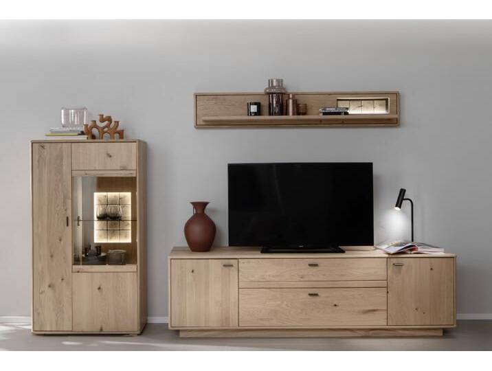 Wohnkombination Freeport 1 , Ast-/ Balkeneiche , 3-teilig , LED Beleuchtung von fh furnhaus