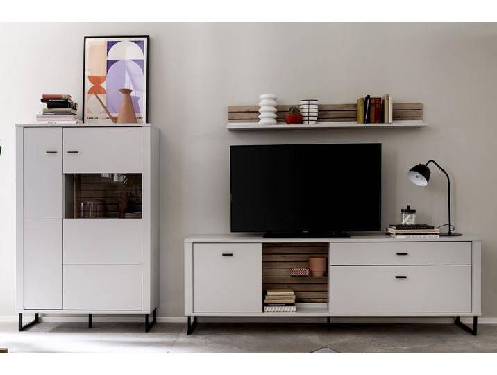 Wohnkombination Louisiana 3 , Modern White , 3-teilig , TV-Board & Wandboard mit Beleuchtung Wohnkombination Louisiana 3 , Modern White , 3-teilig , TV-Board & Wandboard mit Beleuchtung von fh furnhaus